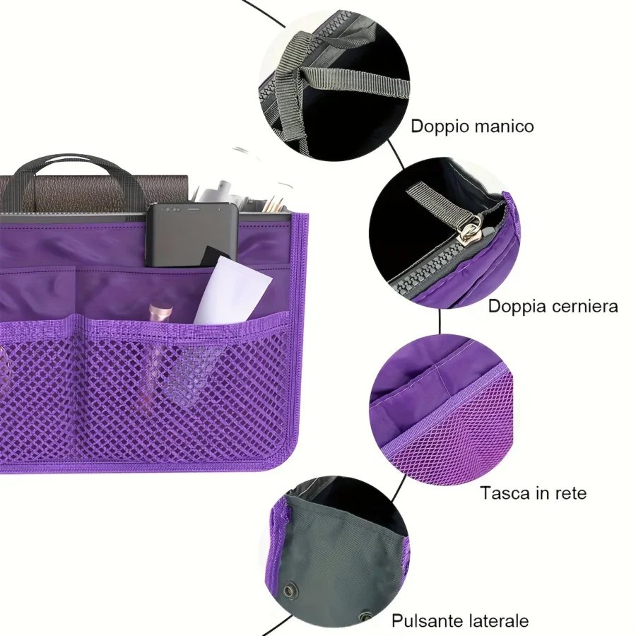 Large Capacity Bi-Fold Storage Bag with Double Zipper for Makeup and Toiletries - Image 4