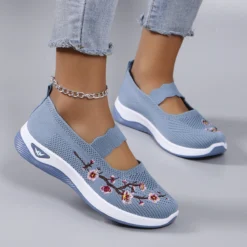 Breathable Mesh Casual Sneakers with Flat Design for Women