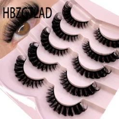 3D natural cat eye fluffy eyelash extensions with wispy cross design for comic enthusiasts - 5 pairs
