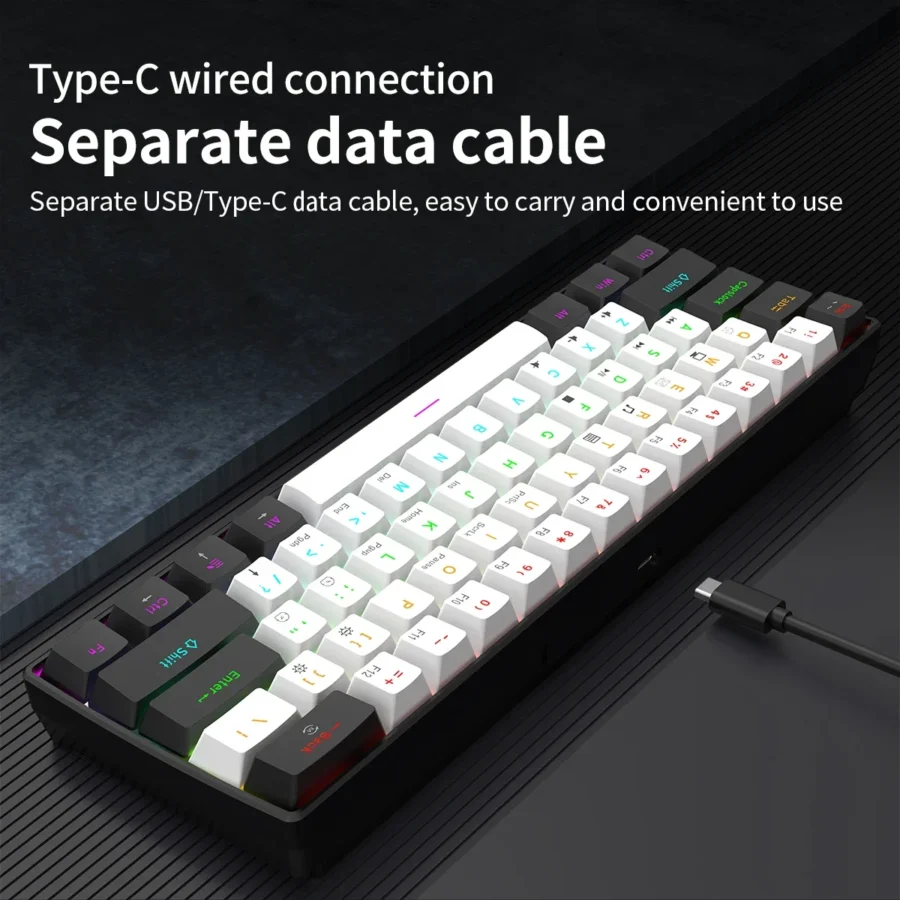 60% Wired Gaming Mechanical Keyboard RGB Backlit Ultra Compact Mini Layout for PC/Mac Gamers And Typists Easy Travel Design - Image 4