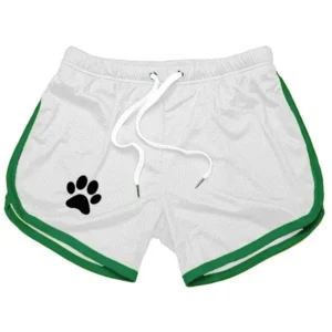 Men's Breathable Mesh Gym Shorts for Bodybuilding and Running - White green, M 55-65kg