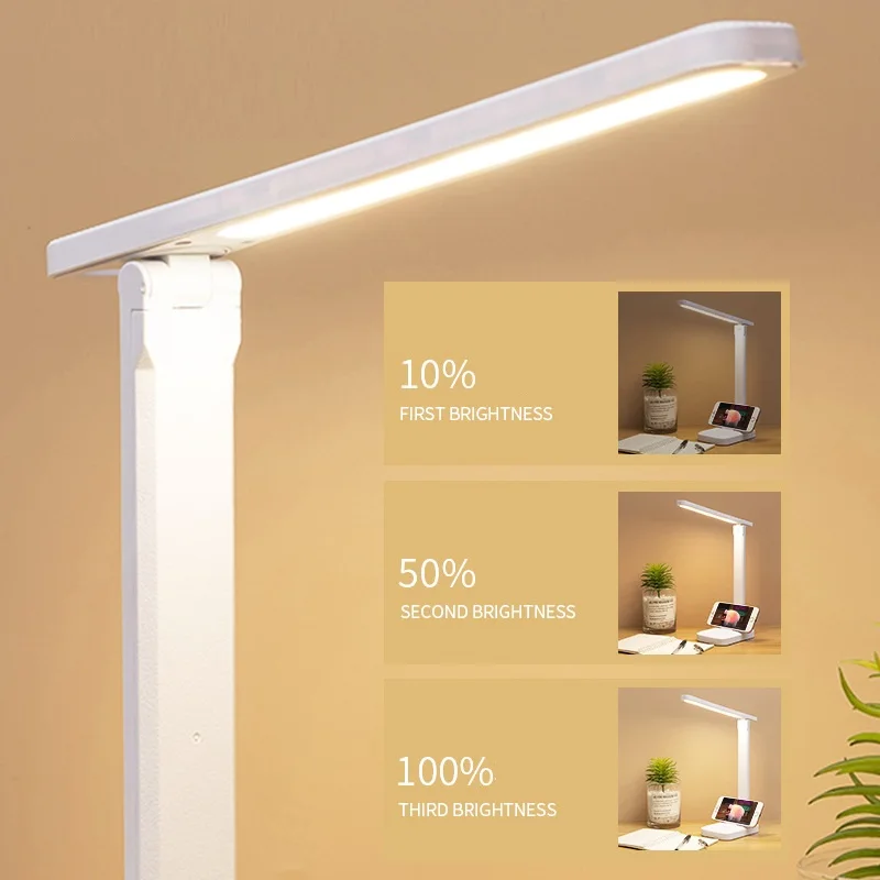 2026 Chargeable LED Table Lamp USB Color Stepless Dimmable Desk Lamp Touch Foldable Eye Protection Reading Night Light - Image 2