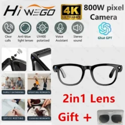 4K Smart AI Glasses with 800W Camera for Photography and Voice Calls