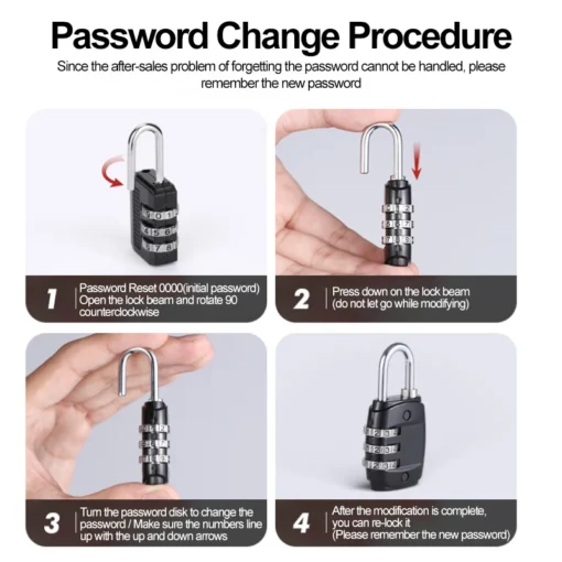 Metal Combination Luggage Lock with 4 Dials for Enhanced Security in Travel - Image 6