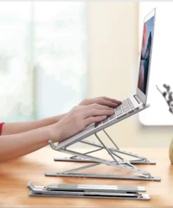 Adjustable Aluminum Folding Laptop Stand for MacBook and Tablets - Heat Dissipation Design