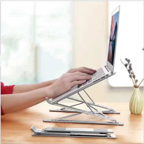 Adjustable Aluminum Folding Laptop Stand for MacBook and Tablets - Heat Dissipation Design