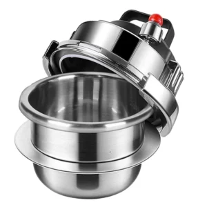 Stainless Steel Pressure Cooker - Mini Induction Cookware for Soup and Rice - 1.2L/1.6L Capacity - glossy 1.6L