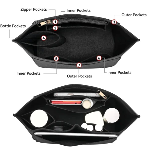 Alternative view of Longchamp Felt Bag Organizer – Portable Insert Liner for Handbags and Makeup