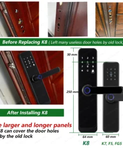 Alternative view of RAYKUBE K8 Smart Door Lock - Bluetooth, WiFi, Fingerprint, Keyless Access