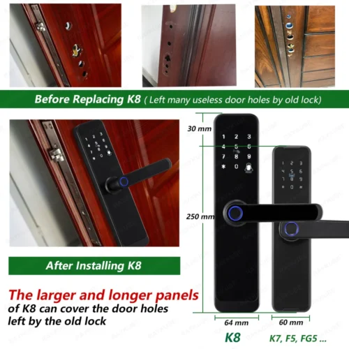 Alternative view of RAYKUBE K8 Smart Door Lock - Bluetooth, WiFi, Fingerprint, Keyless Access
