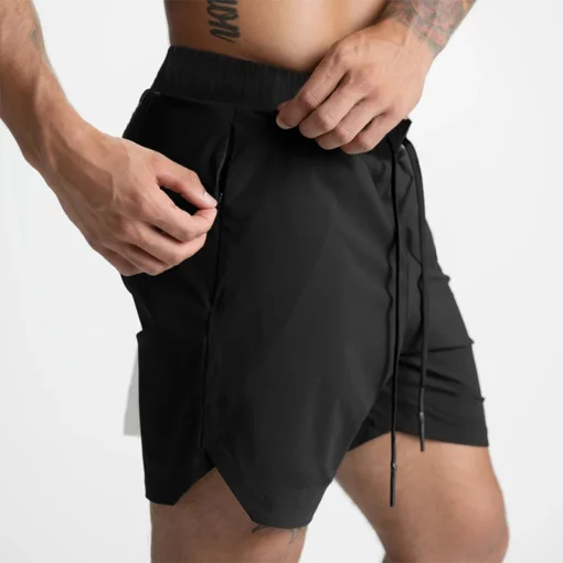 Men's Shorts with Quick Dry Fabric in Solid Color for Running and Fitness Activities - Image 5