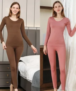 Alternative view of 1 Set Warm Thermal Underwear Sexy Ladies Intimates Long Johns Women Shaped Sets Female Middle Collar Thermal Shaping Clothes
