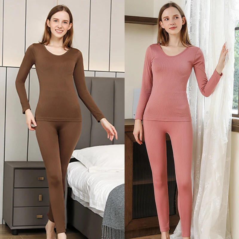 1 Set Warm Thermal Underwear Sexy Ladies Intimates Long Johns Women Shaped Sets Female Middle Collar Thermal Shaping Clothes - Image 2