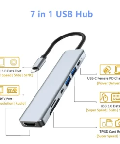Alternative view of USB C Hub Splitter to 4K HDMI-Compatible USB 3.0 Type C Adapter SD TF Docking Station for MacBook iPad Samsung S22 Dex Laptop