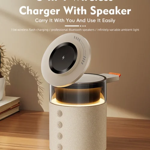 Alternative view of 5-in-1 Magnetic Wireless Charging Station with Wireless Speaker Night Light Fast Charger for iPhone iWatch AirPods With Speaker