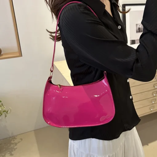 PU Leather Shoulder Bag with Retro Solid Color Design for Women - Image 4