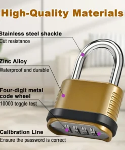 Alternative view of Heavy Duty 4-Digit Combination Lock – Waterproof Padlock for Outdoor Use, Fence, Locker, Gym