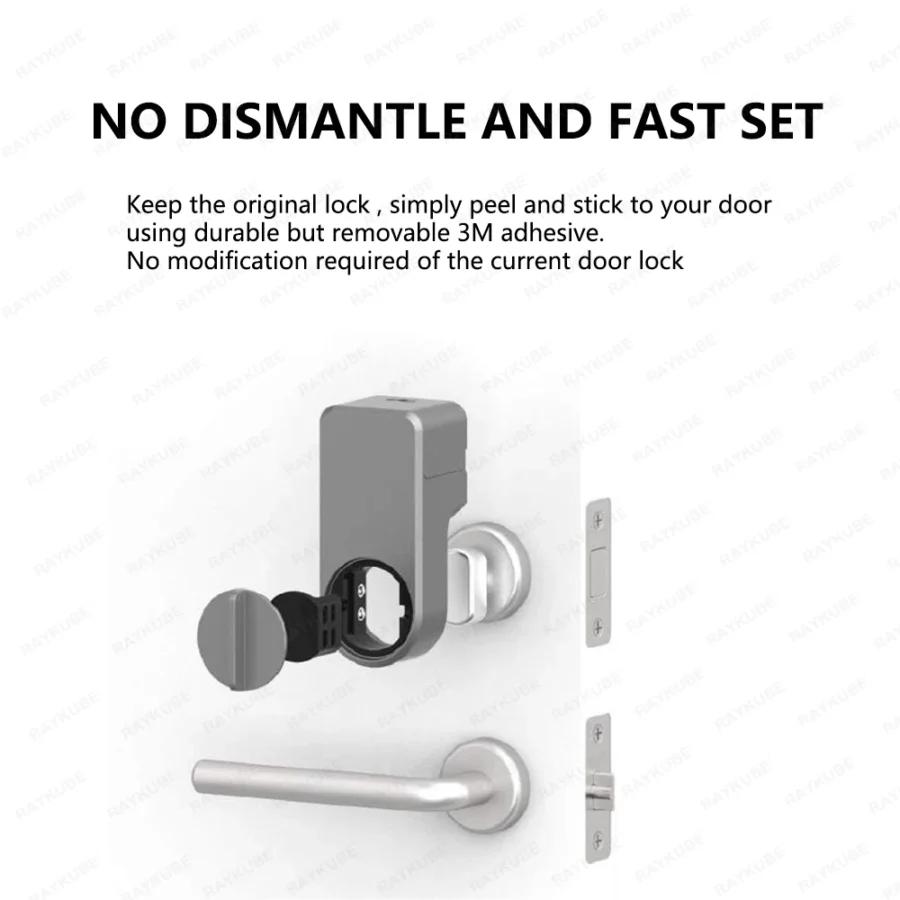 RAYKUBE A1 Smart Electronic Door Lock with Fingerprint and Keypad, Easy No-Dig Installation - Image 3