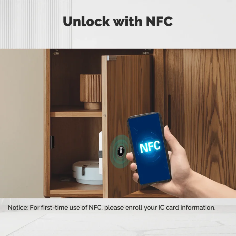 MOES Smart Lock - Bluetooth Keyless Entry with IC Card & App Control for Wooden Doors and Lockers - Image 4