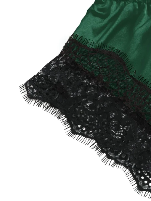 Lace Bralette Cami and Shorts Set, See-Through Design, Breathable Sleepwear for Women - Image 5