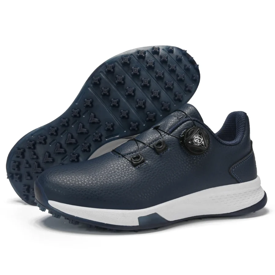 Golf Shoes for Men Women Outdoor Leather Sneakers Flat Walking Professional Fashion Soft Big Size Blue Black - Image 3