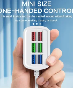 6-Port USB Wall Charger with Fast Charging - Multi-Device Power Strip Hub