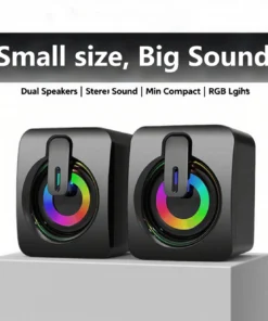 HIFI USB Wired Desktop Speakers with LED Light and Microphone - Clear Sound Quality