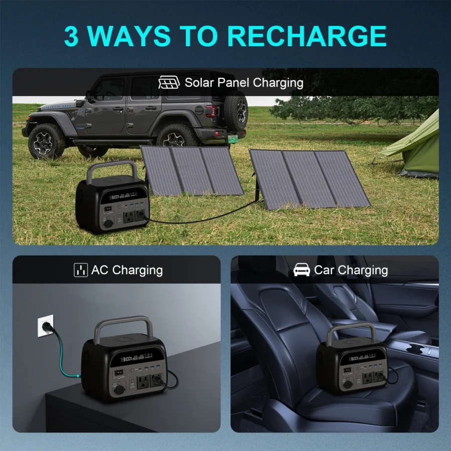 500W Portable Power Station with 100W Solar Panel and Lifepo4 Battery - Image 3