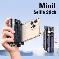 Portable Bluetooth Selfie Stick with Integrated Phone Holder for Easy Photo Capture