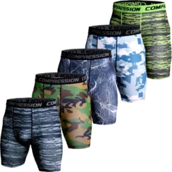 Compression Shorts with 3D Camouflage Print for Male Bodybuilders and Athletes