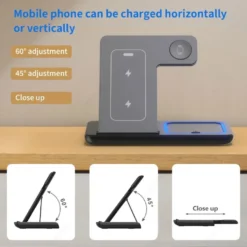 Alternative view of 3 in 1 Wireless Charging Station with 30W Fast Charging for iPhone, Apple Watch, and AirPods