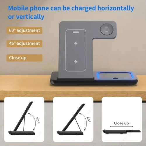 Alternative view of 3 in 1 30W Foldable Wireless Charging Station for iPhone 16 15 14 13 12 Pro Max iWatch Ultra Airpods Pro Fast Charger Stand Dock