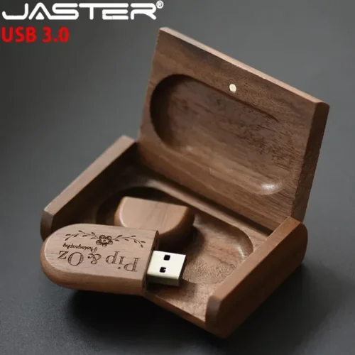 JASTER USB 3.0 Wooden Box Flash Drive - 8GB, 16GB, 32GB, 64GB