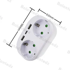 Alternative view of EU Wall Socket USB Power Strip with 2 AC Outlets, 250V 16A for European Standard Use