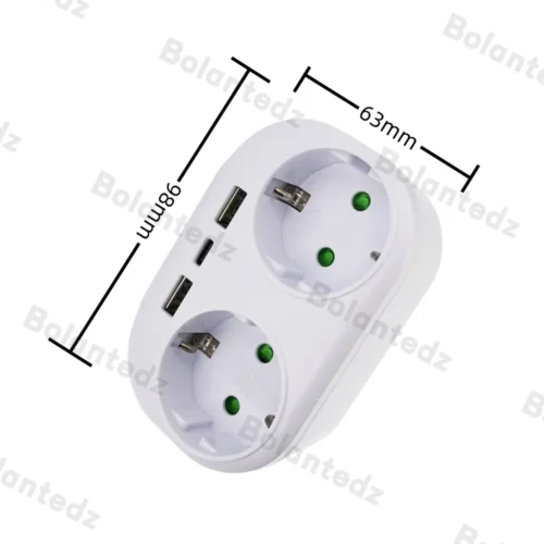 Alternative view of EU Wall Socket USB Power Strip 250V 16A AC Outlet Power Extension 4000W European Standard Plug Adapter Converter Sockets 1 to 2