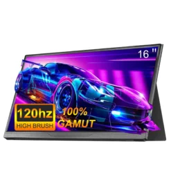 16-Inch Portable Monitor with 2.5K Resolution and 120Hz Refresh Rate for Laptops, Consoles, and Mobile Devices