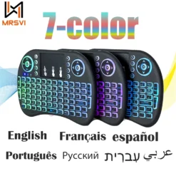 2.4G Air Mouse with Touchpad Keyboard i8 with Backlit Design for PC, Android TV Box Users - Supports Arabic, French, Spanish, Russian