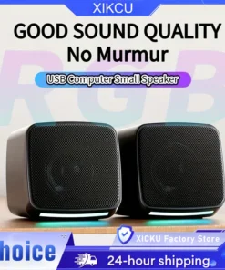 USB-Powered Mini Stereo Speakers with LED Lights for Computer and Laptop