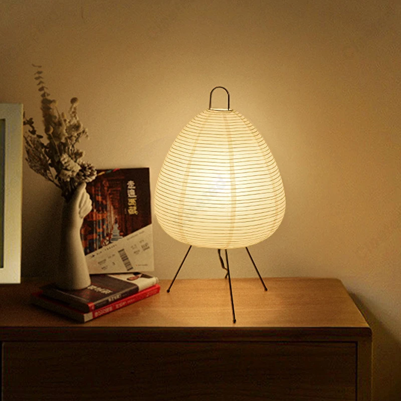 Tripod Rice Paper Table Lamp with LED Light for Bedroom and Office Use - Image 2