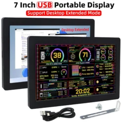 7-Inch Portable USB-C IPS LCD Monitor with 1024x600 Resolution for Desktop Extended Mode Support