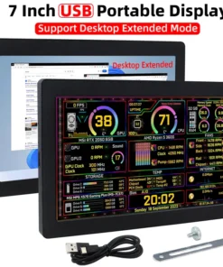 7-Inch Portable USB-C IPS LCD Monitor - 1024x600 Resolution, Desktop Extended Mode Support