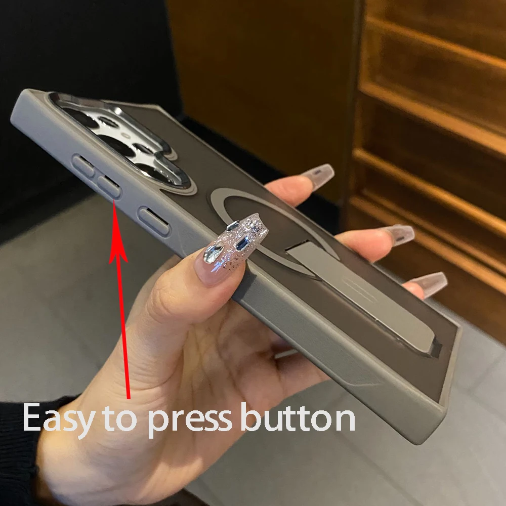 Luxury Magnetic Wireless Charger with Folding Stand for Samsung Galaxy S25 S23 Ultra S24 Plus FE Matte Case - Image 4