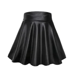 Faux Leather Mini Skirt with High Waist Design for Women