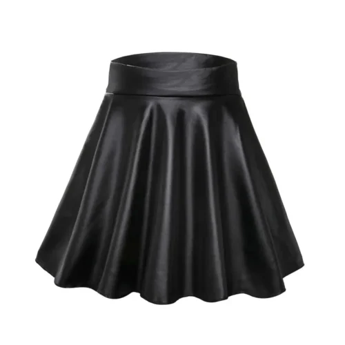 High Waist Faux Leather Mini Skirt for Women