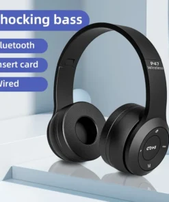 P47 Bluetooth Wireless Headphones – Foldable HiFi Stereo with Bass for Music and Gaming
