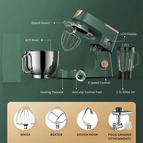 Alternative view of Custom Home 5L Electric Food Mixer with Stainless Steel Bowl and Dough Hook