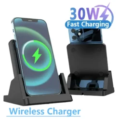 Wireless Charger Stand – Ultra-Thin Fast Charging Dock for iPhone and Samsung Devices