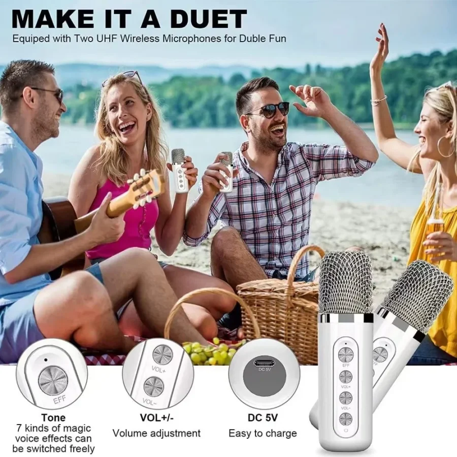 2-Microphone Bluetooth Speaker Set - Multifunctional Wireless and Portable - Image 7