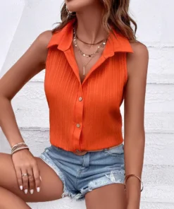 Alternative view of Women's Style Shirts, Sleeveless Blouse With Back For Women, Tops, Elegant Work Clothes, Women's Tops, Women's Blouses, Summer