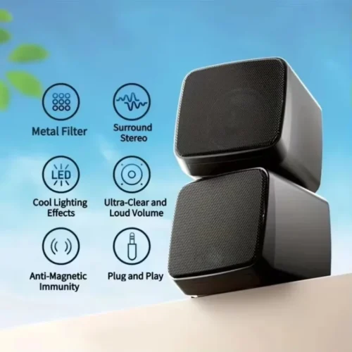 Alternative view of USB-Powered Mini Stereo Speakers with LED Lights for Computer and Laptop